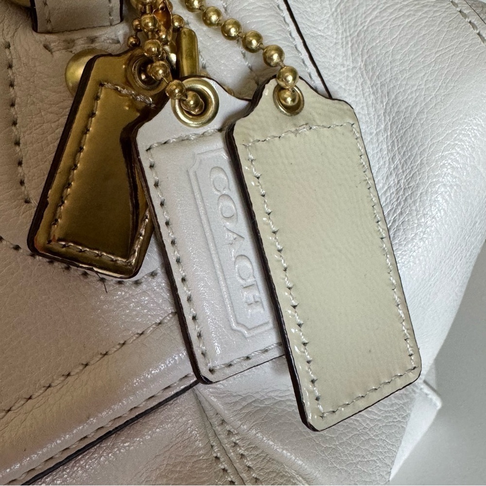 Coach Off White Leather Hobo Shoulder Bag Madison Sabrina Convertible Satchel - Picture 6 of 16